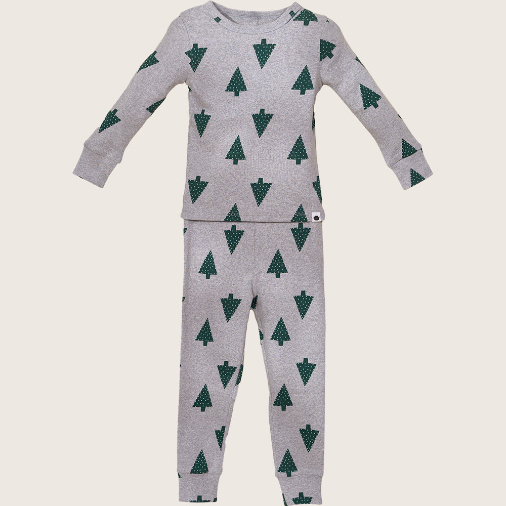 rise little earthling Holiday Sleep Set TGHSL00 - Grey Christmas Tree / 6y