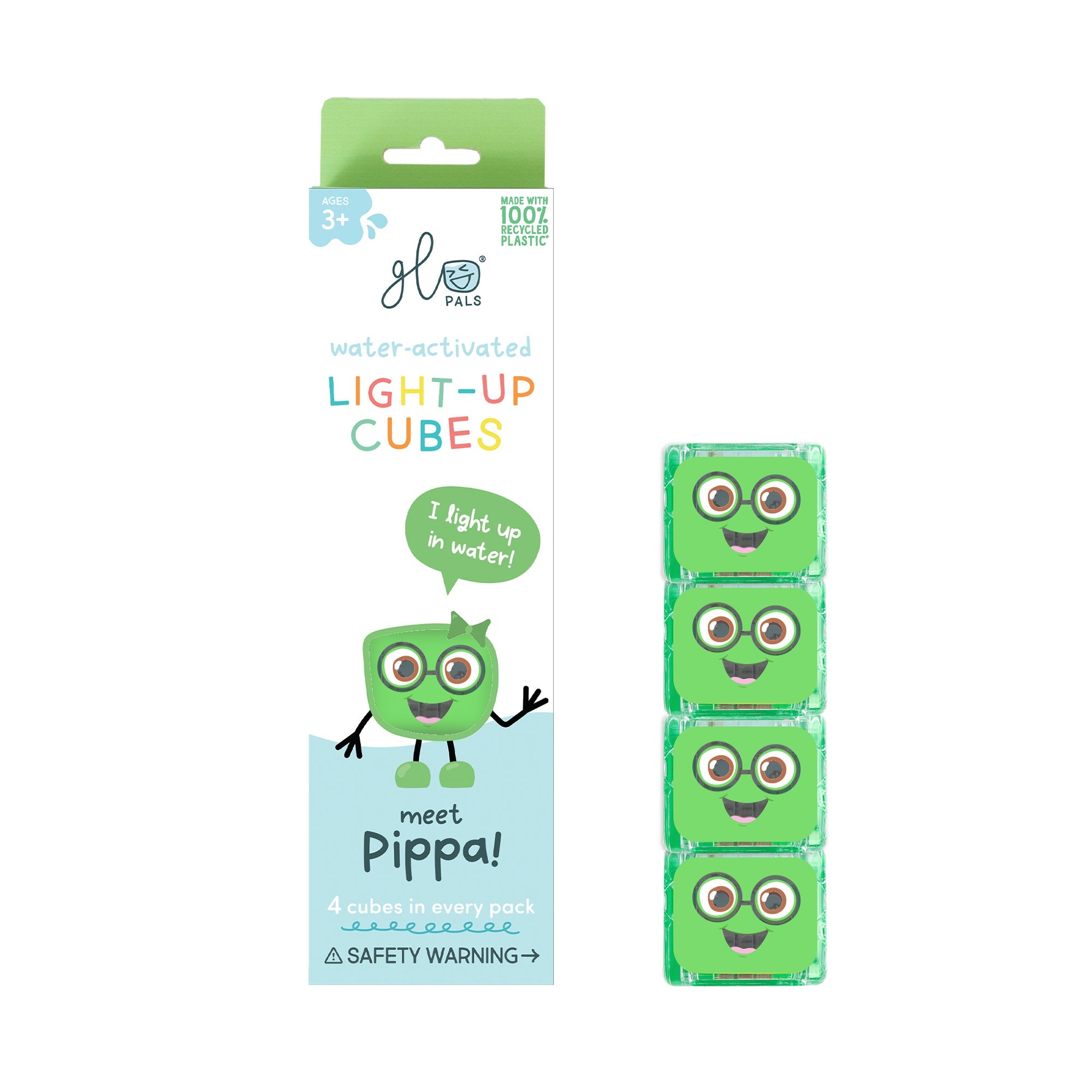 Glo Pals - Light Up Cubes 4pk - Pippa - Green