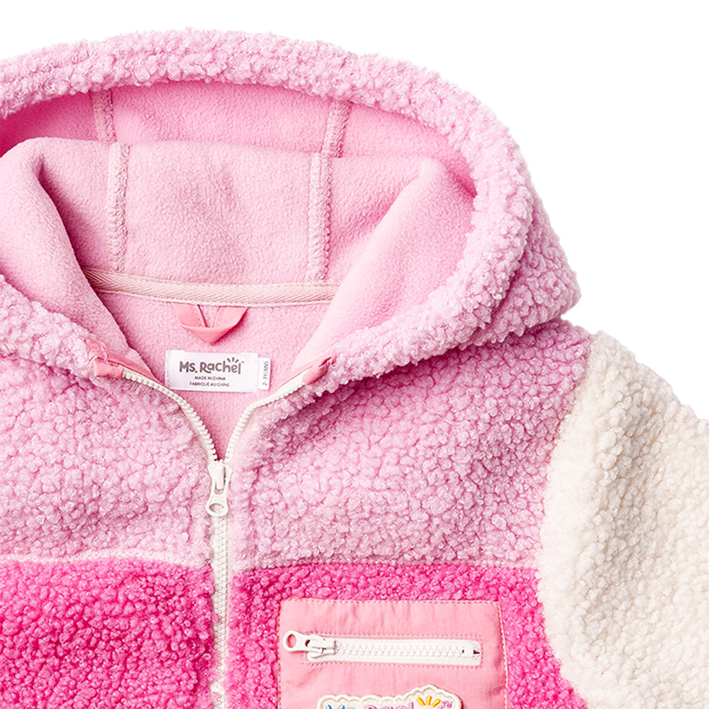 Ms. Rachel Fuzzy Colourblock Jacket - Pink Colourblock / 18-24m - Image 3