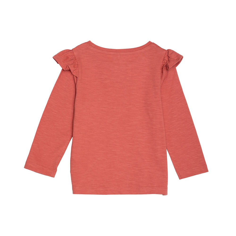 rise little earthling Long Sleeve Ruffle T-Shirt TGFKT20 - Dusty Cedar / 12-18m - Image 2