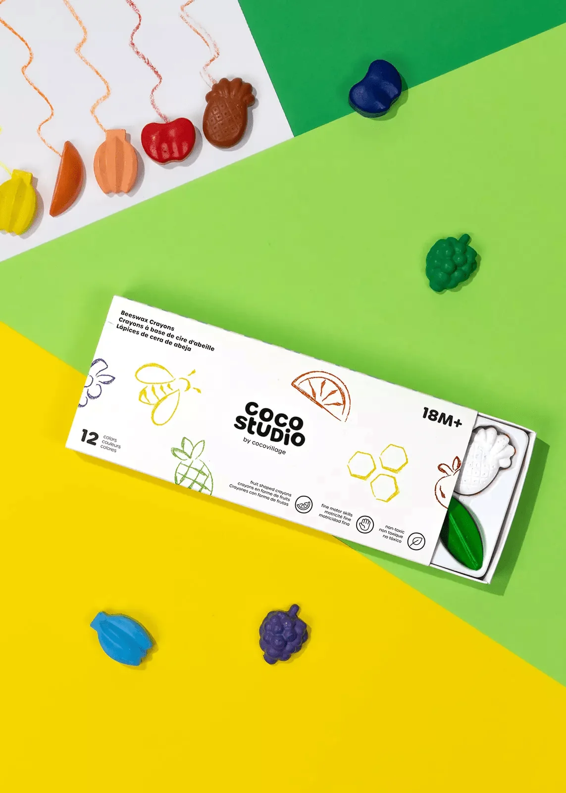 Coco Village Coco Studio Beeswax Crayons Set - 12 colors Poster