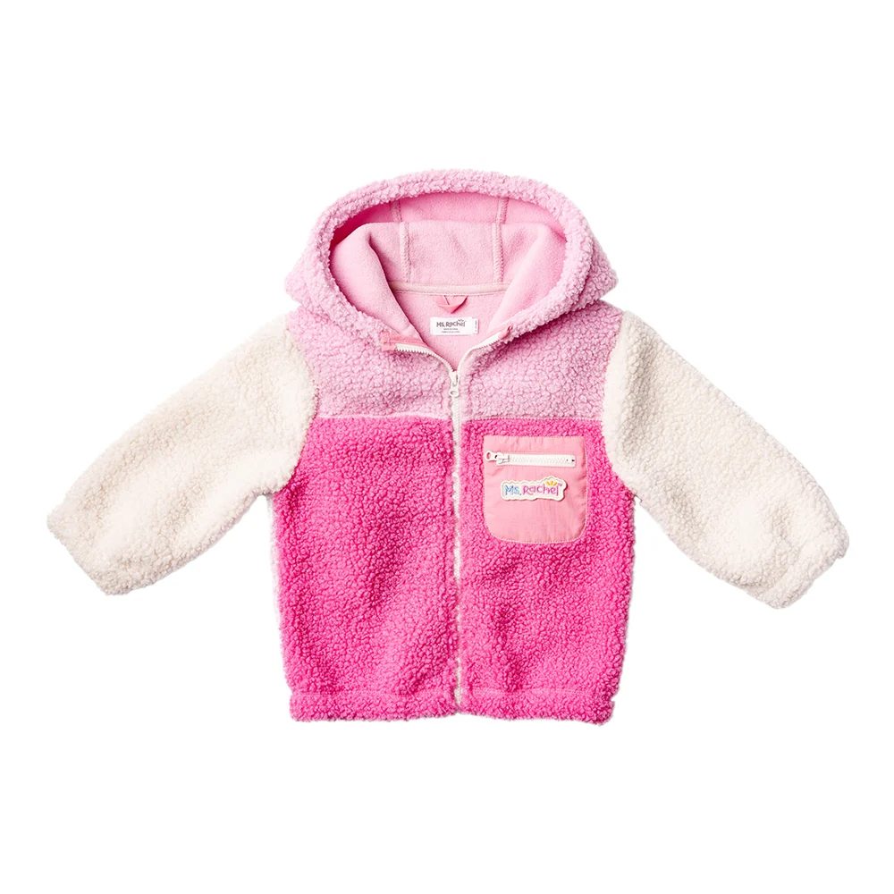 Ms. Rachel Fuzzy Colourblock Jacket - Pink Colourblock / 18-24m